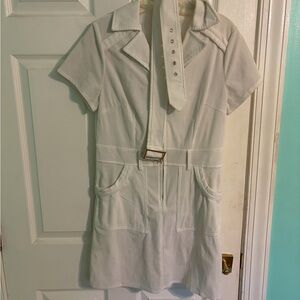 Amazon Cream Ribbed Romper with Belt